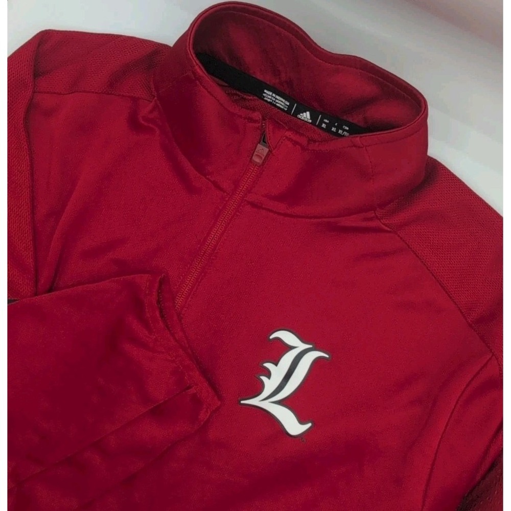 Louisville Cardinals Adidas Climalite Quarter Zip Pullover Mens XL Red
